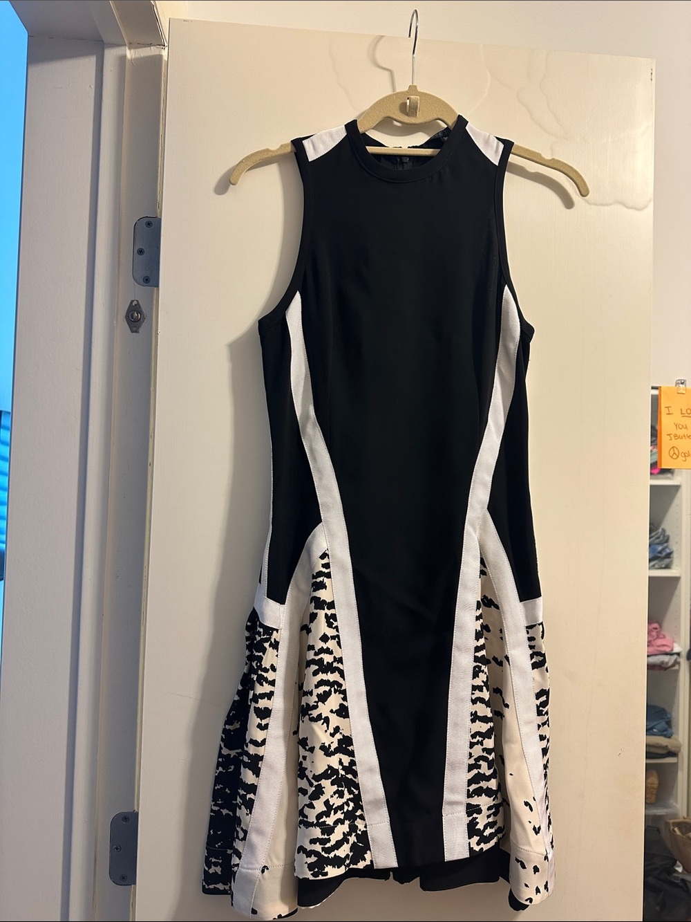 Ohne Titel Black and White Paneled Midi Dress